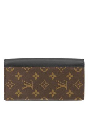 Louis Vuitton Wallet Portefeuille Brazza Monogram Macassar Silver Brown Black